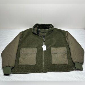 NWT! American Eagle Bomber Jacket Women's XL Oversized Sherpa Reversible Flannel